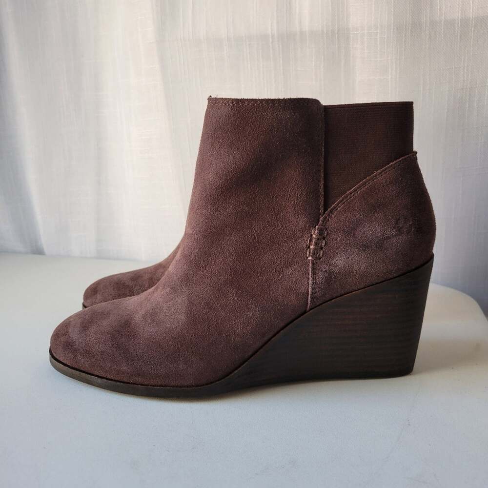 Lucky Brand Zorlina women's wedge brown leather booties size 9